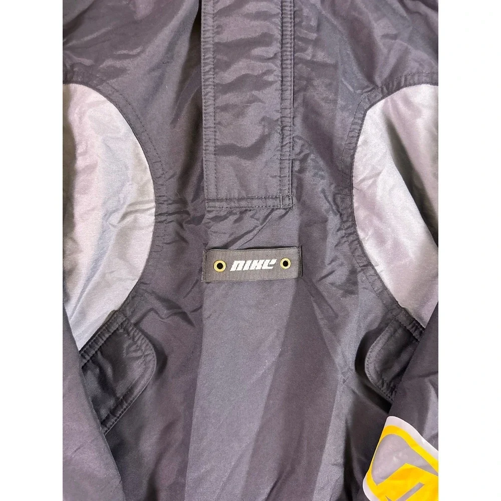 Y2K Nike Windbreaker Anorak‎ Jacket Black Gray Yellow Pullover Hooded Youth M